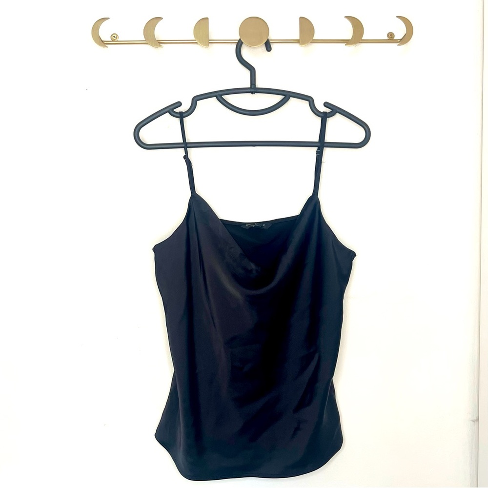 Banana Republic Black Cowl Neck Satin Cami Top Medium
